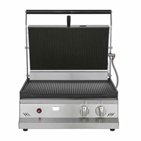 Gril à gaz commercial, plancha, presse à panini, gril à contact à rainures intégrales pour hamburgers et sandwichs