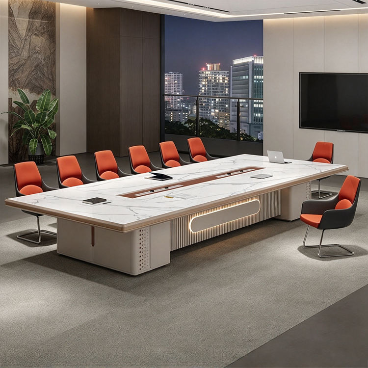 Modular Storage Table Modern Modular Conference Table Marble Pattern MDF Wood Leg Storage ...