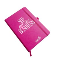 Carnet de notes A5 rose vif en cuir PU de haute qualité avec logo personnalisé, reliure cousue, cadeau d'affaires pour femmes