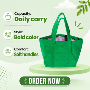 Bolso Tote de Lona de Color Sólido con Cierre de Cremallera Bordado, Bolso de Mano Vibrante de Gran Capacidad para Uso Diario, Personalizable OEM - Product Image 1