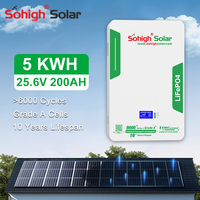 Batterie solaire murale Sohigh Solar LiFePO 25,6V 200Ah 5KWh 5kw 5 kw pour stockage d'énergie domestique