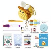 Mini Kit de Crochet Amigurumi Lapin Blanc en Coton, Adorable Poupée en Peluche, Pendentif Carotte Jaune, Sac Fait Main, Cadeau Artisanal Herway