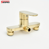 SANIPRO Or Laiton Bain Suite Céramique Valve Noyau Chaud Froid Double Ouverture Mitigeur Robinet De Douche
