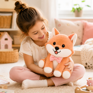 Peluche personnalisée OEM de haute qualité, super douce, avec personnage de renard de dessin animé mignon brodé, pour enfants - Product Image 4