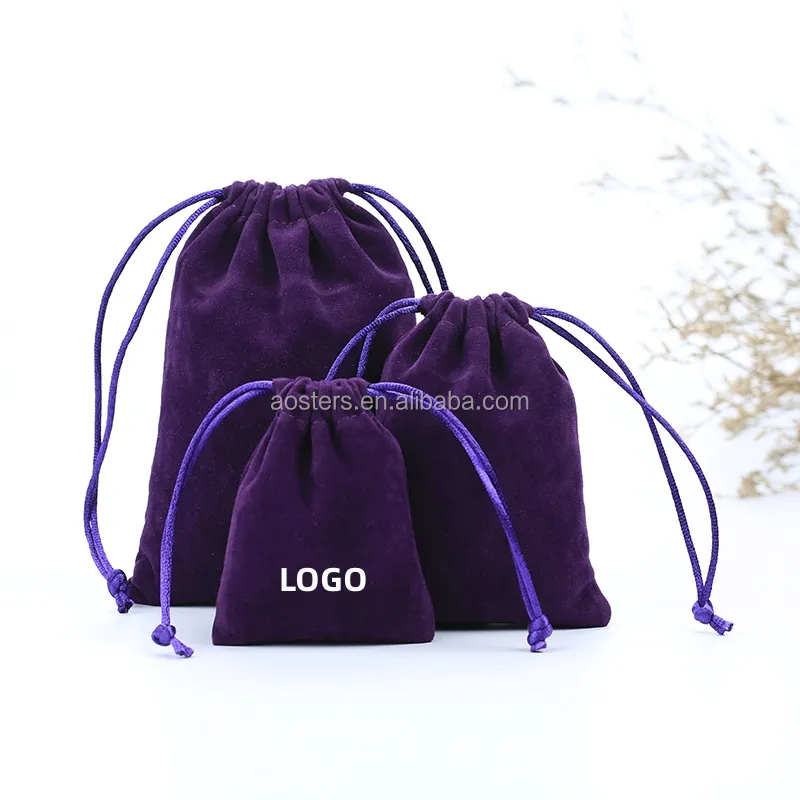 Пользовательские черные бархатные ленты сумки на шнурке мешочек бархатные ювелирные изделия сумка на шнурке с напечатанным логотипом оптом