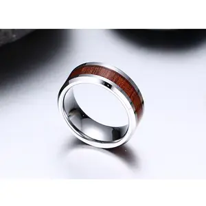 Tungsten Wedding Ring Set For Couple Tungsten Carbide Men Band Classical Wooden Inlaying Ring