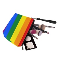 Trousse de Maquillage Personnalisée en Similicuir PU Thème Arc-en-ciel Gay pour Voyage, Rangement de Coiffeuse Domestique et Vente en Gros