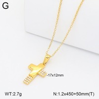 Ensemble collier et bracelet assortis en acier inoxydable POWELL avec pendentif croix en zircon, plaqué or 18 carats, chaîne figaro, bijoux romantiques pour femmes