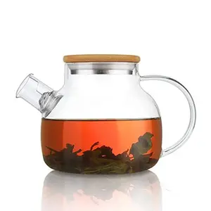ग्लास चायदानी बांस ढक्कन के साथ स्पष्ट हटाने योग्य Infuser के साथ Teapots, Stovetop सुरक्षित चायदानी 900ml