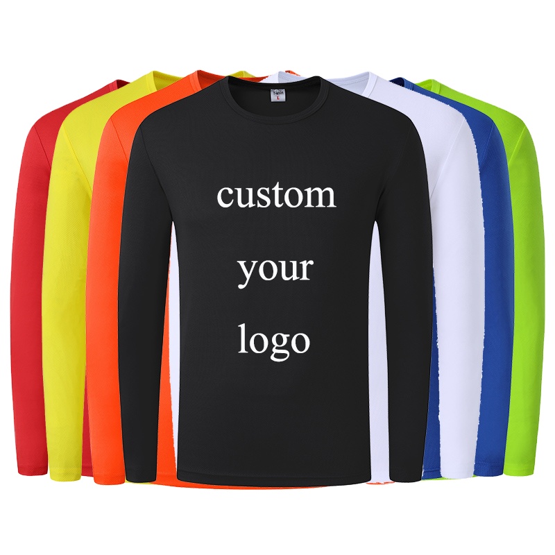 Cheap Price wholesale long sleeve polyester blank plain men's t-shirts Custom LOGO Printing White unisex Tshirts for Man