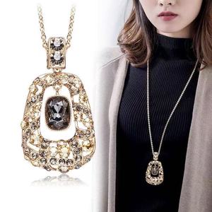 Fashion Sweater Chain Water Drop Pendant Zinc Alloy Bezel Setting Geometric Design For Women Autumn Winter Style - Product Image 2