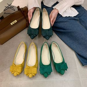 Womens Plus Size Ballet Pointed Toe Shoes Walking Slip on Loafers Ladies Women Bow Knot Ballerinas <b>Flat</b> - Product Image 4