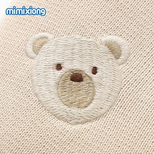2024 Mimixiong OEKO Tex Cotton Knitted Ruffle Edge Embroidery <b>Cute</b> <b>Bear</b> Newborn Baby Swaddle Bedding Blankets - Product Image 5