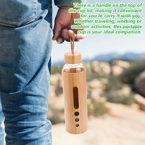 Office Gift Outdoor Glass Bamboo Tea Milk Juice Hot Water <b>Drinking</b> <b>Bottles</b> Sports <b>Bottles</b> with Handle - Product Image 6
