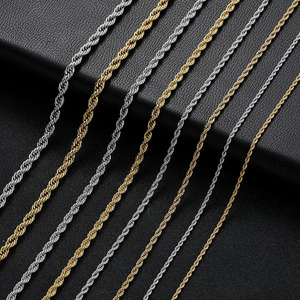 Cadena de Cuerda Trenzada de Acero Inoxidable 316L para Collar, Joyería para Hombre y Mujer, Accesorios para Colgantes, Versátil, 2/3/4/5/6MM de Ancho - Product Image 1