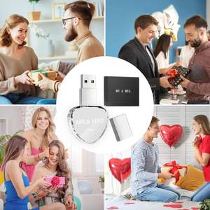 Logotipo personalizado, regalo de boda, unidad flash USB en forma de corazón, Unidad de pulgar de cristal, resistente al agua, USB 2,0, Unidad de salto portátil - Product Image 6
