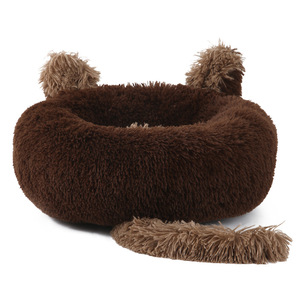 Cama redonda de piel sintética para mascotas con orejas de conejo, tapete cálido de invierno para perros, cama suave de felpa, nido para dormir para perros pequeños - Product Image 5