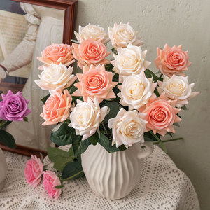 Rosa Artificial de Tacto Real, Regalo, Arreglos Florales de Larga Duración para Bodas, Ramo de Novia, Impermeable, Estilo Europeo - Product Image 6