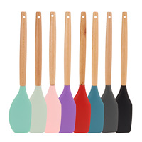 Spatule en silicone de qualité alimentaire avec manche en bois, spatule à crème pour gâteau, spatule de pâtisserie DIY pour la vente en gros