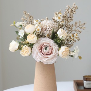 <b>Artificial</b> <b>Bouquet</b> Dried Flower Pink Coffee Orange Plastic Silk High Simulation Home Decor Living Room Desktop Ornament - Product Image 2