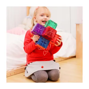 MNTL教育用城磁気ブロックカラフル組み立て3D建物プラスチックおもちゃ子供用磁気おもちゃ