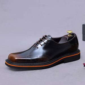 Zapatos Formales y Casuales para Hombre, Color Marrón, Punta Cuadrada, Transpirables, Antideslizantes, con Cordones, Hechos a Mano, Novedad 2025 - Product Image 5