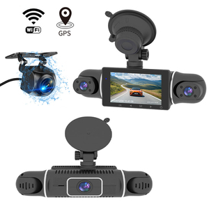 Caméra embarquée 2.5K 3 pouces à quatre objectifs, enregistreur de conduite panoramique à 360 degrés, <span class=keywords><strong>surveillance</strong></span> de stationnement, double objectif, WIFI, enregistrement en boucle <span class=keywords><strong>pour</strong></span> <span class=keywords><strong>voiture</strong></span> - Product Image 1