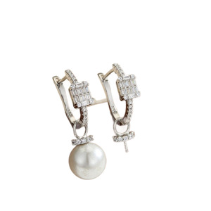 Qunlvsheng S925 <b>Silver</b> <b>Clip</b>-On Earrings With Pearl And Diamond Studs For Women Korean Style Light Luxury Everyday Wear - Product Image 2