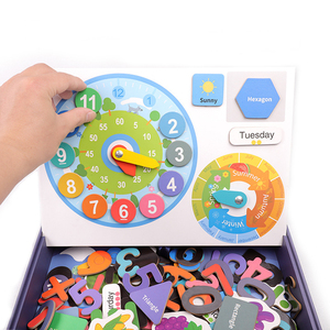 Fornitura di fabbrica di vendita calda per bambini orologio digitale in legno giocattolo lettera di apprendimento educativo puzzle magnetici libro per bambini giocattoli - Product Image 5