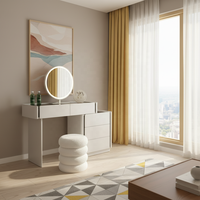 Table de maquillage moderne de luxe avec miroir réglable, cadre en aluminium, bois massif blanc et noir, pour chambre à coucher, YIFAN
