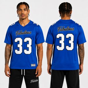 Jersey Sepak Bola Amerika Biru Royal Kustom dengan Nomor 33, Nama Tim yang Dipersonalisasi, Set Seragam Varsity Profesional - Product Image 1