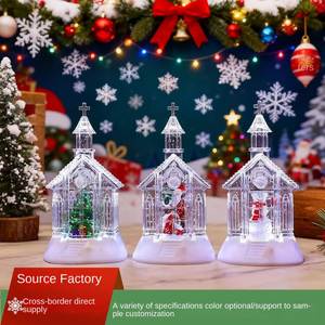 Lámpara de Viento Pequeña de Plástico con Luces LED a Pilas, Adornos de Escritorio con Forma de Iglesia, Papá Noel, Muñeco de Nieve y Ángel, Regalos de Iluminación Navideña - Product Image 2
