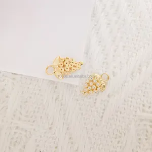 Feiner Schmuck 14K Massivgold DIY mit Moissanit Traubenform-Charms zubehör Funde für Damen Geschenk individuelles 9K 18K-Gold