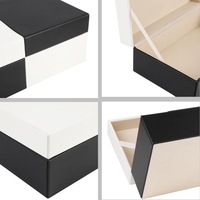 Boîte de rangement pour bijoux en cuir noir et blanc moderne, organisateur décoratif pour la maison, boîte de rangement pour la commode, décoration intérieure