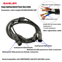 Cable de Control de Iluminación DMX512 de 2m, 3 Pines, 20A, 13AWG, Conector Híbrido Powercon Compuesto, PVC Profesional, Cable Combinado DMX True1