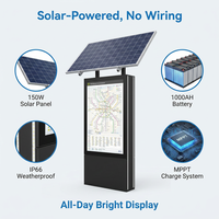 Panneau publicitaire solaire LED double face IP65 en aluminium avec film UV, charge MPPT, sans alimentation requise, carré, personnalisé, 1000Wh