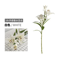 D-L001 weiß rosa echt gefühlser künstlicher 3-kopf-sträußlilienblumen-lilien-arrangement für hochzeiten und wohnungsdekoration