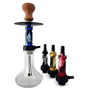 Moderna Base de Shisha de Aleación de Aluminio con Vástago de Vidrio Esmerilado y Manguera para Uso en Bares y Salones - Product Image 1