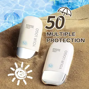 Marque privée coréenne OEM crème/liquide couleur organique anti-taches de rousseur coucher de soleil crème solaire blanchissante SPF 50 crème solaire faciale