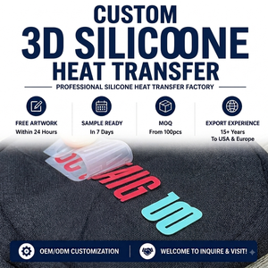 Eco Friendly Washable 3D Embossed Silicone Heat Press Vinyl Printing Garment Labels For T Shirts Wholesale Silicone Label
