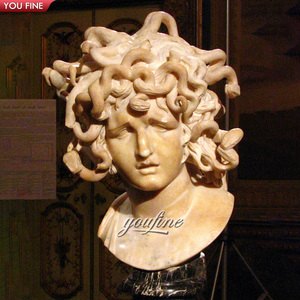 YOUFINE Buste de Méduse en marbre <span class=keywords><strong>blanc</strong></span>, sculpture grecque mythologique de la Gorgone sculptée à la main pour musée et bibliothèque - Product Image 6