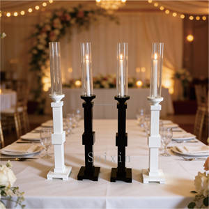 Suportes de Velas de Cristal em Tubo de Vidro Preto para Decoração de Casamento e Festas - Product Image 1