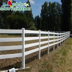 Extreme weather sustained 4 rails vinyl horse farm rail fencing