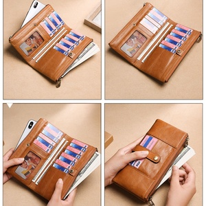 Wholesale for Fashion Genuine Leather Custom Women's Vintage RFID Thread Pattern Short <b>Wallet</b> Polyester Lining Open Closure - Product Image 5