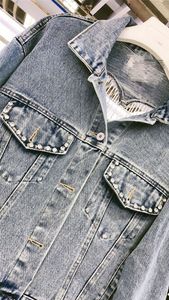 Automne hiver décontracté femmes en forme de coeur gland Jean manteau manches longues poche col rabattu diamant Denim veste pour les femmes - Product Image 4