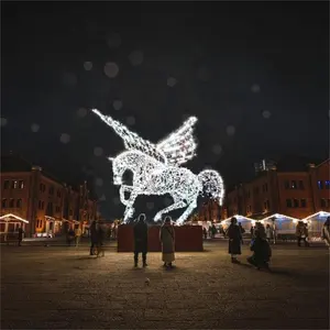 RayTop 야외 크리스마스 장식 로프 빛 led 모티브 말 날개