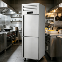 Réfrigérateur industriel vertical à 6 portes en acier inoxydable durable et écoénergétique pour cuisine commerciale
