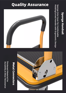 Hoogwaardige stalen opvouwbare draagbare transportkar met 4 wielen, platformhandkar, OEM, draagvermogen 200 kg, voor vrachtvervoer in winkels - Product Image 6