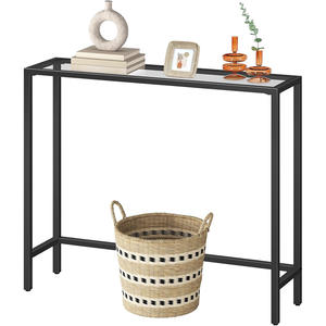Mesa de consola estrecha, sofá de vidrio templado, mesa auxiliar pequeña, mesa de entrada moderna para entrada, sala de estar, pasillo, dormitorio - Product Image 3