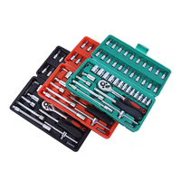 Ensemble de 46 outils à main combinés, boîte à outils pour réparation automobile, jeu de clés à cliquet et douilles
